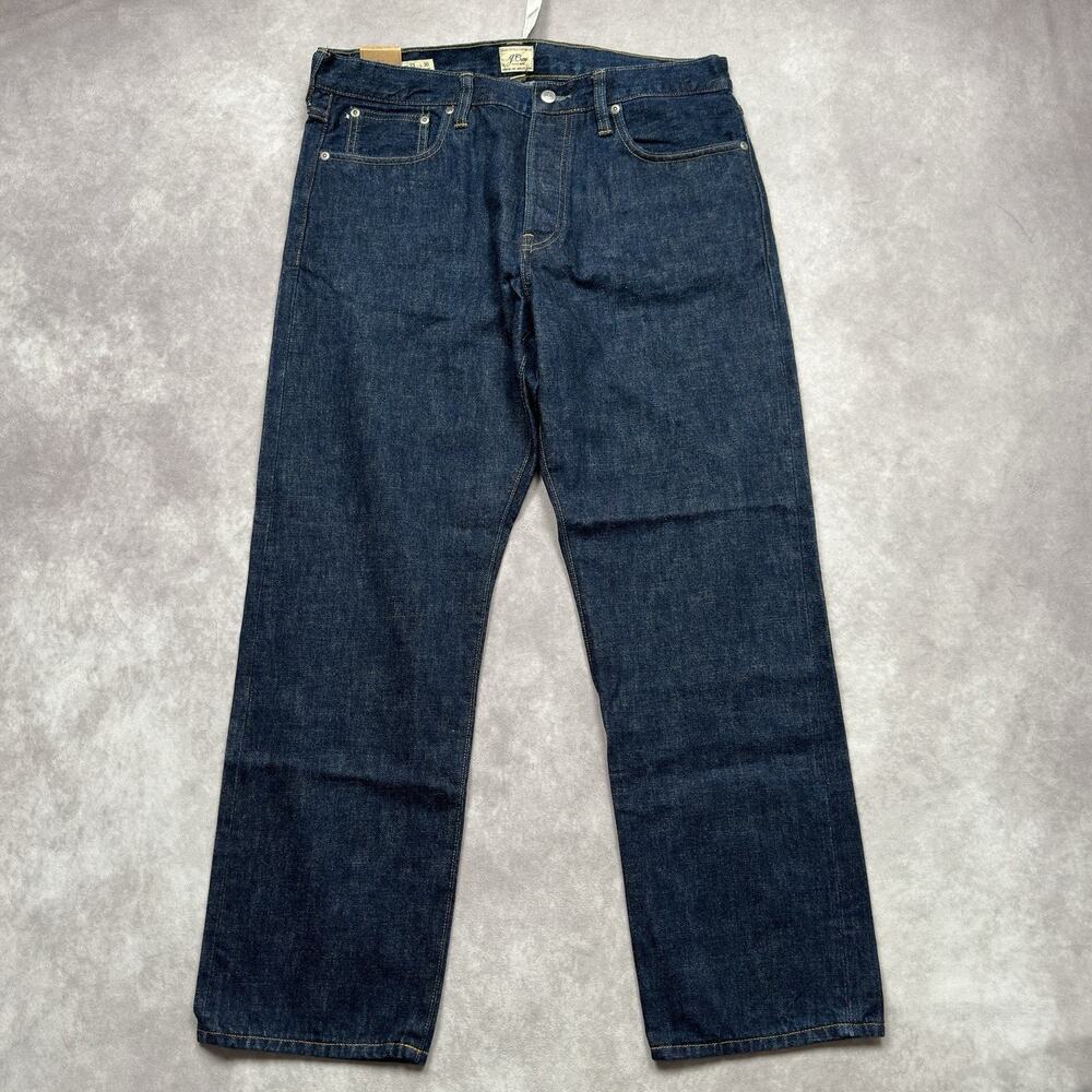 J Crew Japanese Selvedge Jeans Mens 33x30 NWT Relaxed Fit Dark Rinse Button Fly